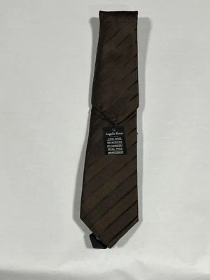 Corbata para Hombres Angelo Rossi Marrón Negro Patrón Rayas con Cuadrado de Bolsillo a Juego NUEVA Foto 1 de 2