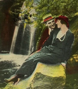 c1917 I'm Getting Acquainted in Fort Wayne Indiana Postcard Posted Tinted Couple - Picture 1 of 3