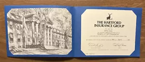 Vintage 1985 The Hartford Insurance Group Mitarbeiterzertifizierung Hartford CT R17 - Bild 1 von 17