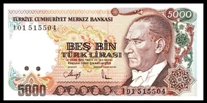 🇹🇷 Turquía 5000, 5.000 Liras P 198 UNC * 1990 * ATATURK *** Serie: I 01 ** - Imagen 1 de 2