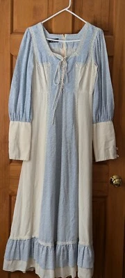 Vestido Gunne Sax By Jessica Vintage Algodón/Melina Azul/Tostado/Blanco Detalle Encaje S Foto 1 de 4