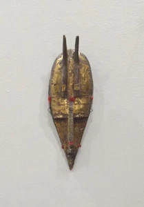 African Mask Marka Brass Wood Burkina Faso Mali - Picture 1 of 4