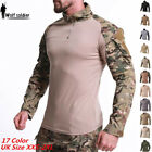 Airsoft Mens Military T-Shirt Tactical Army Combat Shirt Casual Zip Shirt Camo