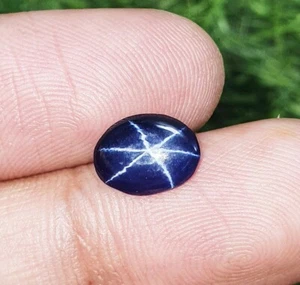 1.83Ct Blue Star Sapphire Oval Cabochon 6 Rays Lab Grown Loose Gemstone 10x7.5MM - Picture 1 of 5