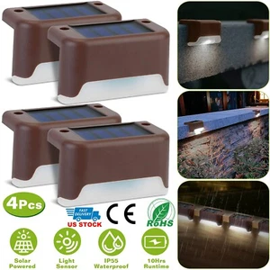 4Pcs Solar LED Step Lights Outdoor Waterproof Dusk To Dawn Sensor Fence Lamps - Picture 1 of 18