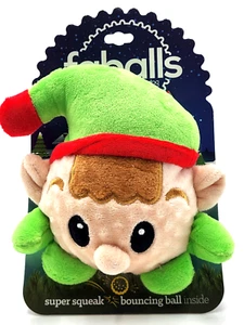 FabDog Holiday Christmas Elf Ball Large Squeaky Dog Fetch Toy 3.75" - Picture 1 of 10
