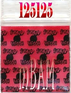 100 PACK STAY HIGH BOMB 125125 Apple Zip Baggies 1.25x1.25" Mini Bags - Picture 1 of 12