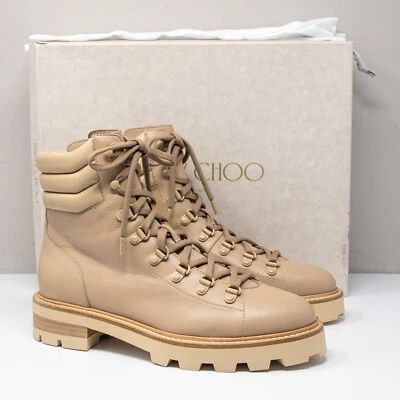 Botines Jimmy Choo Eshe planos, talla 9,5 EE. UU. (39,5 UE) estuco beige napa cuero Foto 1 de 4