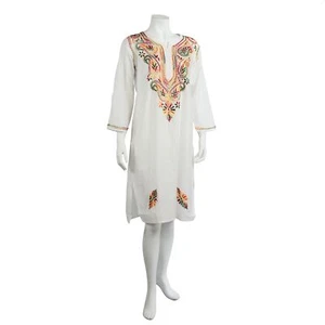 Kaftan Tunika 3/4 Ärmel Stickerei Ethno Baumwolle Größe 38 - Picture 1 of 6