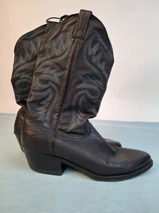 Stivali da cowboy Abilene 6081 da uomo 91⁄2 D in pelle nera USA - Foto 1 di 19