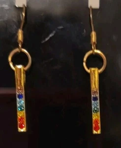 Multi Color Gemstone Dangle Drop Earrings - Picture 1 of 1