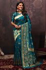 Bollywood Party Wear Seidensari, wunderschnes gewebtes Ethno-Design mit...