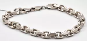 Vintage Sterling Silver 7.3mm wide thick solid Link ROLO Unisex Bracelet 9.1" Lg - Picture 1 of 4