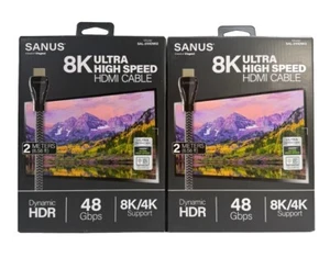 2X Sanus 8K 2.1 8K 48Gbps Ultra High Speed HDMI Cable (2M/6.56 feet) SAC-21HD. - Picture 1 of 13