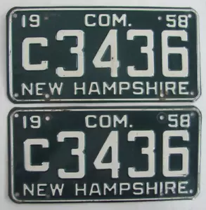 1958 New Hampshire truck license plates ORIGINAL PAIR - Picture 1 of 1