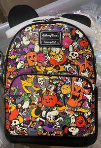 NWT Loungefly Disney Parks Halloween Mini Backpack Mickey Minnie Pluto Chip Dale - Picture 1 of 5