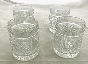 OXFORD BOHEMIA POLTAR Old Fashioned Crystal Glasses Set of 4 - Picture 1 of 9