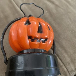 Vintage Halloween Jack O Lantern Pumpkin Lighted Lantern Wales Hong Kong Broken - Bild 1 von 4