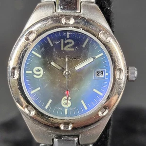 Bum Equipment Uhr Damen 27 mm blaues Zifferblatt Datum Edelstahl Quarz Japan V360 - Bild 1 von 12