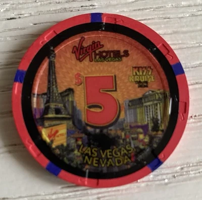 Virgin Las Vegas KISS Kruise Landlocked $5 Casino Chip Poker Black Jack - Image 1 of 3