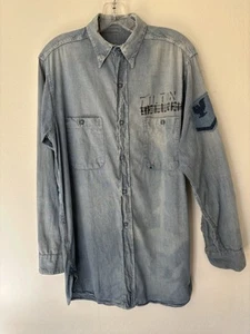 Vintage Late 1950s Early 1960s US Navy Chambray Shirt Stenciled Hellner Tilton - Picture 1 of 9