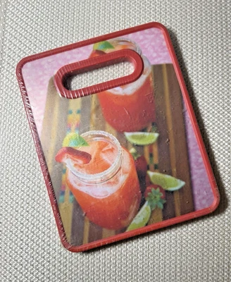 Farberware Nonslip Cutting Board 8 in x 10 in Red Strawberry Drinks Design NEW - Image 1 of 3