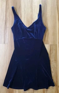 Vintage Victoria's Secret Velvet Velour Stretch Slip Dress Small Blue Y2k - Picture 1 of 5