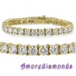 4.01 ct F VS round ideal cut diamond 4 prong tennis bracelet 18k yellow gold 7" - Picture 1 of 1