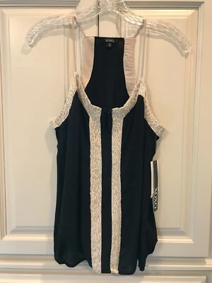 XOXO Size Small Black Dressy Camisole Tank Top Juniors NWT Spaghetti Strap Cream - Image 1 of 4