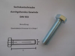 20 x TORNILLOS HEXAGONALES -GALVANIZADO- M 20x80 8.8 -DIN 933- - Imagen 1 de 4