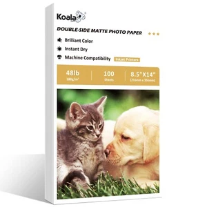 Koala Double Sided Matte Inkjet Photo Paper 48lb 100 Ct 8.5x14 Legal Size 180gsm - Picture 1 of 12