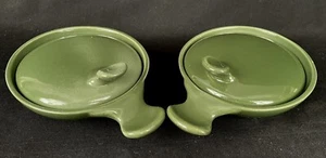 ••RARE Vintage PAIR Eva Zeisel for Red Wing Pottery Green Covered Dish/Bowl MCM - Picture 1 of 12