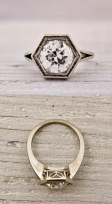 2Ct White Round Moissanite Retro Style Reproduced Wedding Ring In 14K White Gold - Image 1 of 4