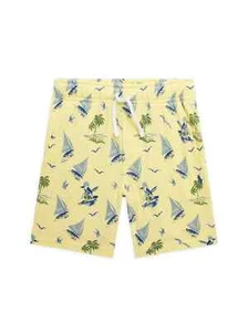 NWT Polo Ralph Lauren Boy's Sailboat Bear Cotton Shorts Yellow 5/5T - Picture 1 of 2