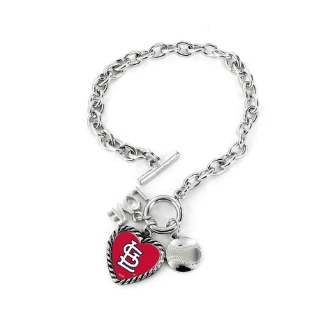 St Louis Cardinals Charmed Bracelet Love & Football [NEW] Wrist Jewelry Charm Cover