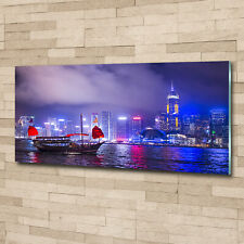 Wandbild aus Plexiglas® Druck auf Acryl 125x50 Landschaften Hong Kong bei Nacht