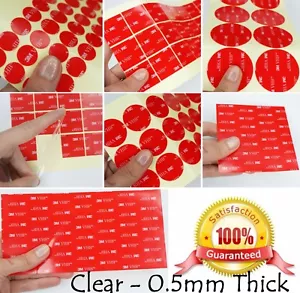 Large & Small CLEAR 3M DOUBLE SIDED pads HIGH BOND selfadhesive tape 0.5mm thick - Picture 1 of 20