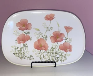 Noritake Progression Bright Side 13" x 9" Platter Peach Poppies - Picture 1 of 2