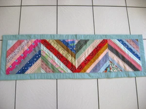New Quilted Table Runner/Topper 45"x 14" Cotton Multicolored Hand Quilted - Picture 1 of 5