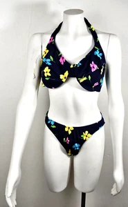 Jantzen Women's Vintage Navy Floral Underwire 2-Piece Bikini Swim Set Size L - Picture 1 of 11