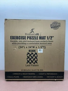 ProSource Fit ½" Black Exercise Mat Interlocking Tiles Covers 24 sq. ft. - Picture 1 of 1