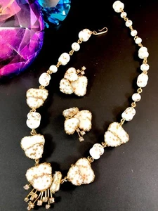 VOLUPTE JULIO MARSELLA PATE DE VERRE GLASS MAYORKA PETALS NECKLACE EARRINGS SET - Picture 1 of 11