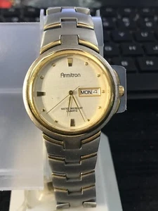 Armitron 20/1465 Mens 36mm 2 Tone White Dial Day Date Quartz Watch Run (Lot2509) - Picture 1 of 10