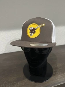 CLASSIC SWINGING FRIAR LOGO BROWN SAN DIEGO PADRES SNAPBACK TRUCKER HAT NEW NWT - Picture 1 of 5