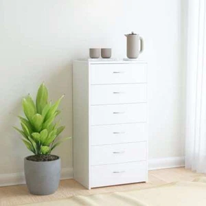 Sideboard mit 6 Schubladen Weiß 50x34x96 cm Holzwerkstoff - Bild 1 von 6