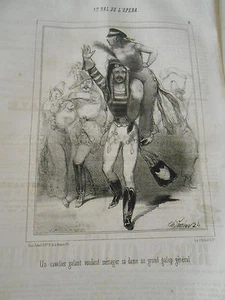 Litho Karikatur 1846 Auf dem Opernball Ein galanter Reiter will heiraten - Bild 1 von 1