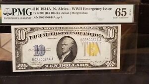 WOW!!! 1934-A $10 North Africa Silver Gem Fr. 2309 PMG 65 EPQ , #13