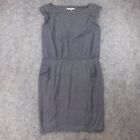 Athleta Pencil Dress Womens Medium Gray Striped Sleeveless Stretch Ruched Fitted
