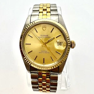 TUDOR Prince Oyster Date 75203 Gold Face & Bezel 25 Ruby Automatic Men's Watch - Picture 1 of 24