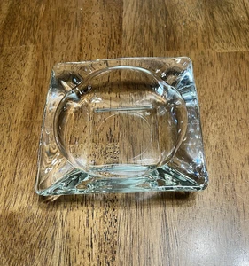 Posacenere per sigari vintage quadrato in vetro trasparente circa 5" - Foto 1 di 4